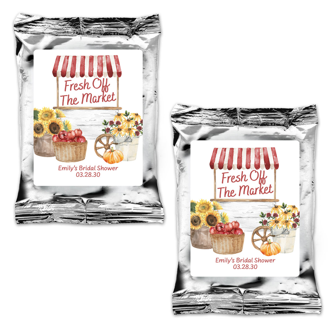 Personalized Fresh off the Market Fall Bridal Shower Coffee Favors