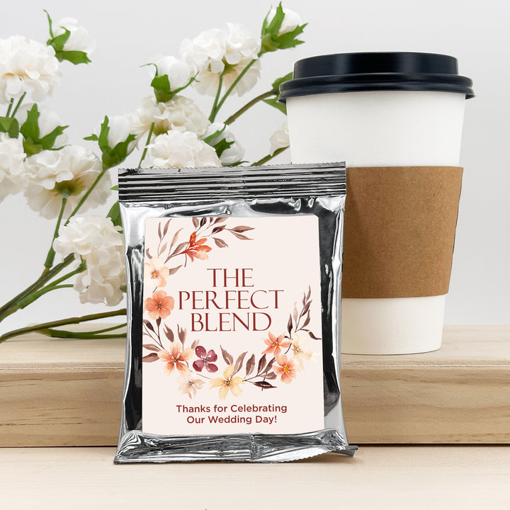 Custom Coffee Wedding Favors, Watercolor Autumn Wreath Coffee