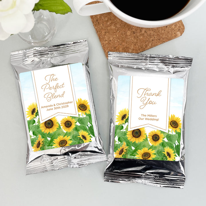 Custom Coffee Wedding Favors, Sunflower Themed Coffee