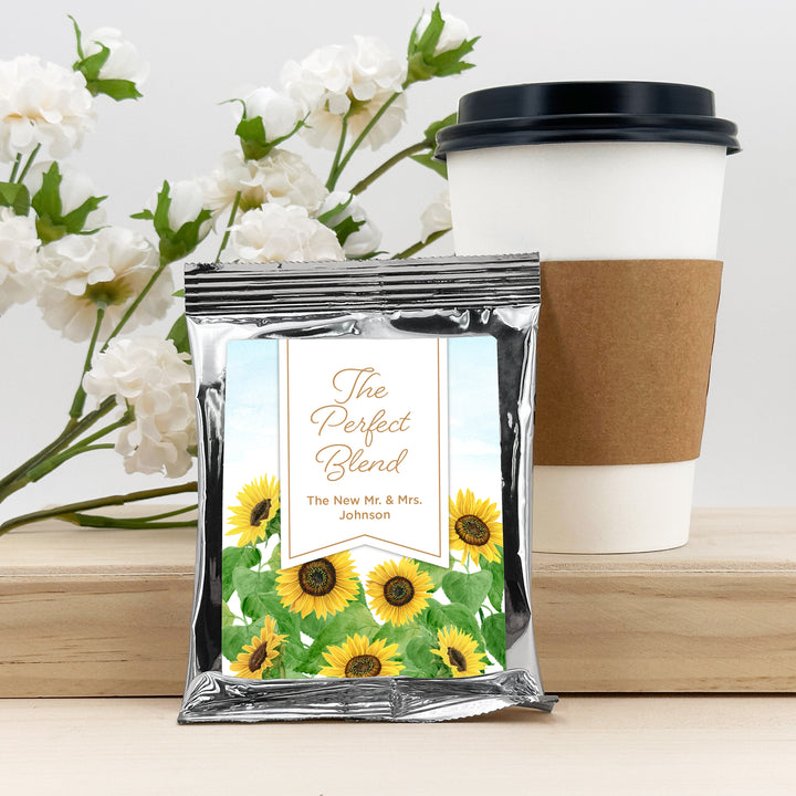 Custom Coffee Wedding Favors, Sunflower Themed Coffee