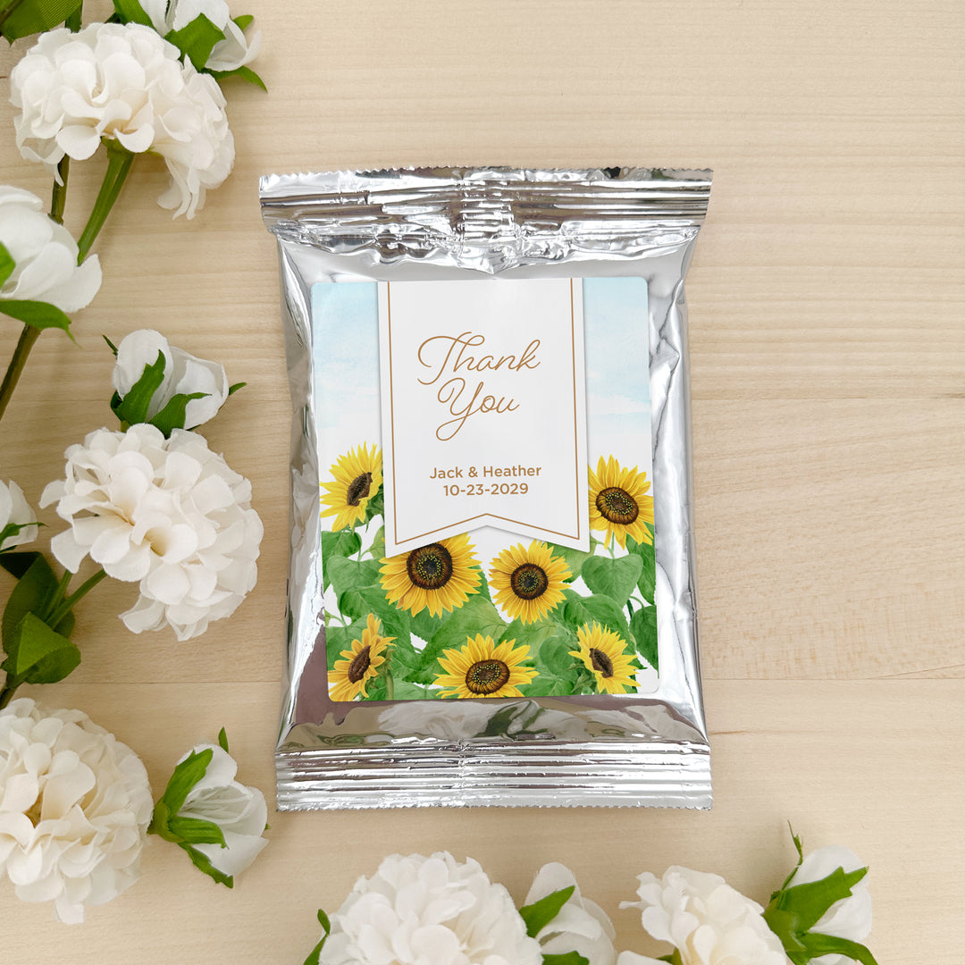 Custom Coffee Wedding Favors, Sunflower Themed Coffee