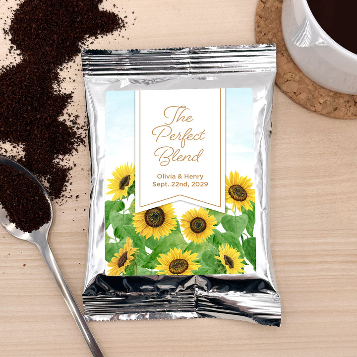 Custom Coffee Wedding Favors, Sunflower Themed Coffee