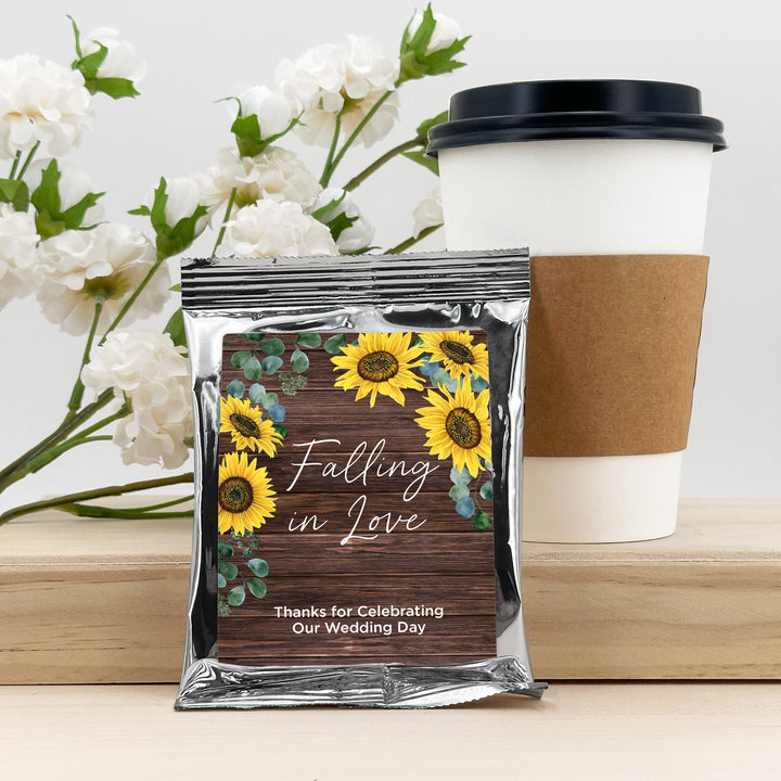 Custom Coffee Wedding Favors, Rustic Sunflower Themed Coffee