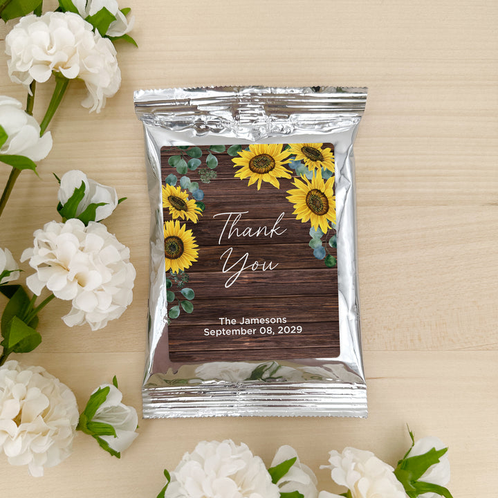 Custom Coffee Wedding Favors, Rustic Sunflower Themed Coffee