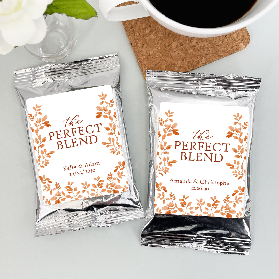 The Perfect Blend, Coffee Wedding Favors, Fall Bridal Shower Coffee, Autumn Leaves