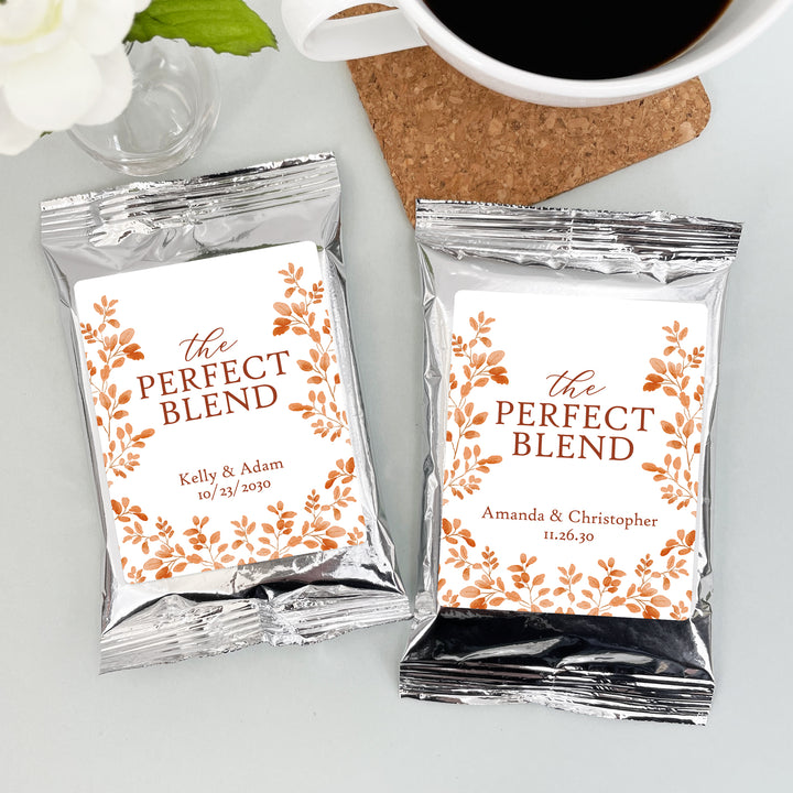 The Perfect Blend, Coffee Wedding Favors, Fall Bridal Shower Coffee, Autumn Leaves