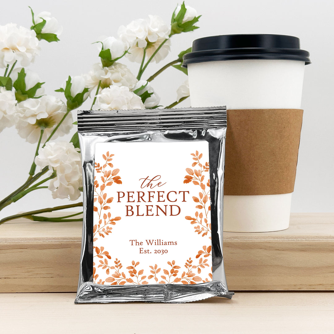 The Perfect Blend, Coffee Wedding Favors, Fall Bridal Shower Coffee, Autumn Leaves