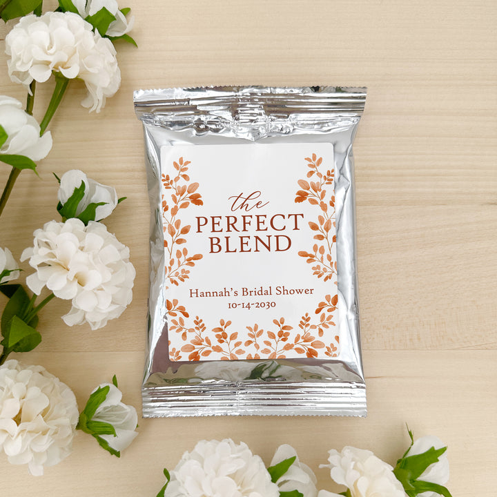 The Perfect Blend, Coffee Wedding Favors, Fall Bridal Shower Coffee, Autumn Leaves