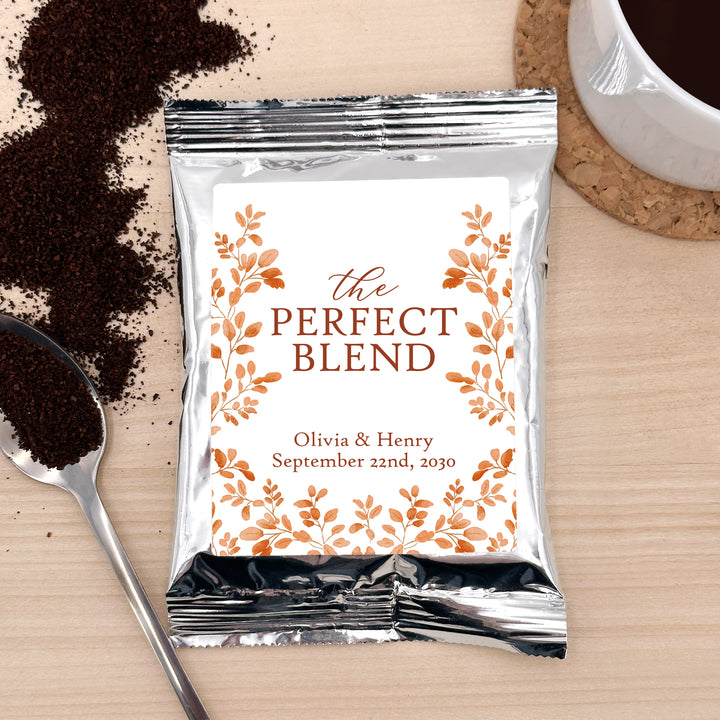 The Perfect Blend, Coffee Wedding Favors, Fall Bridal Shower Coffee, Autumn Leaves