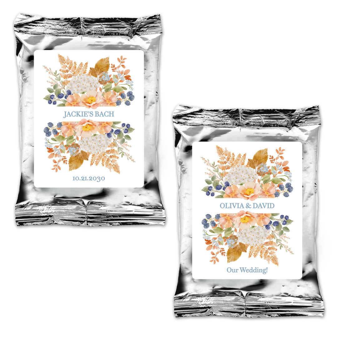 The Perfect Blend, Coffee Wedding Favors, Fall Bridal Shower Coffee, Peach &amp; Blue Florals