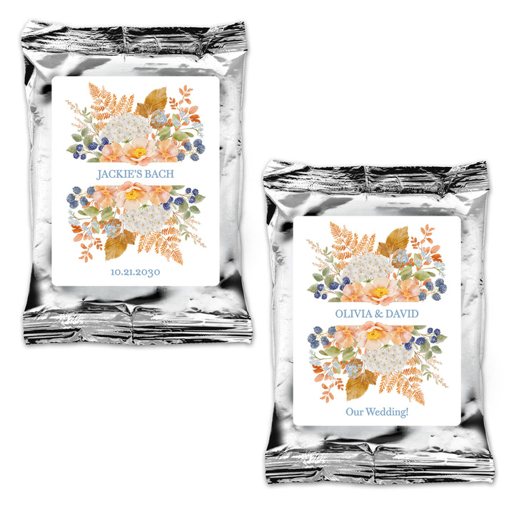 The Perfect Blend, Coffee Wedding Favors, Fall Bridal Shower Coffee, Peach &amp; Blue Florals