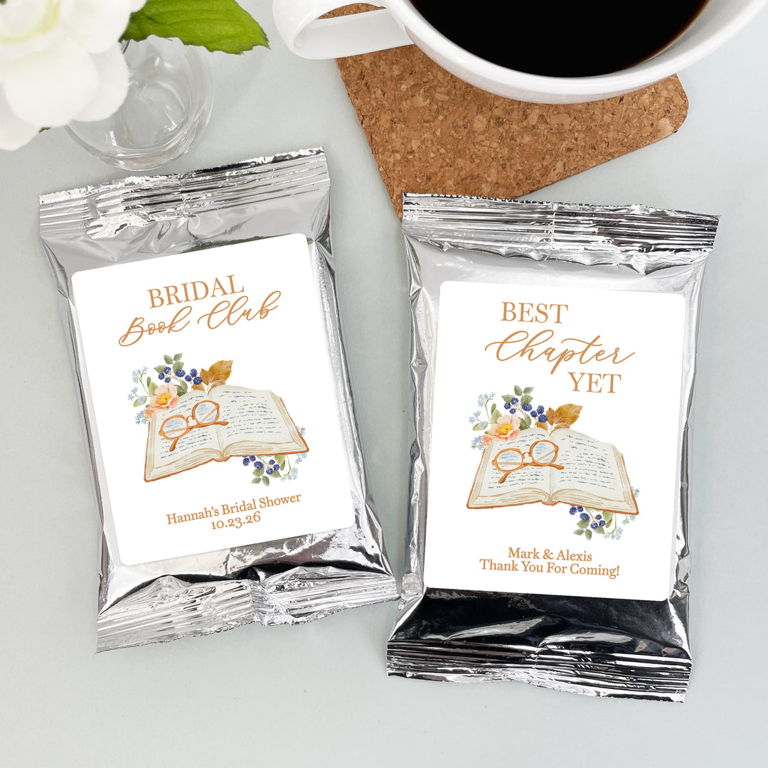 Personalized Coffee Favors, Bridal Shower Gift, Bridal Book Club, Book Themed Bridal Shower