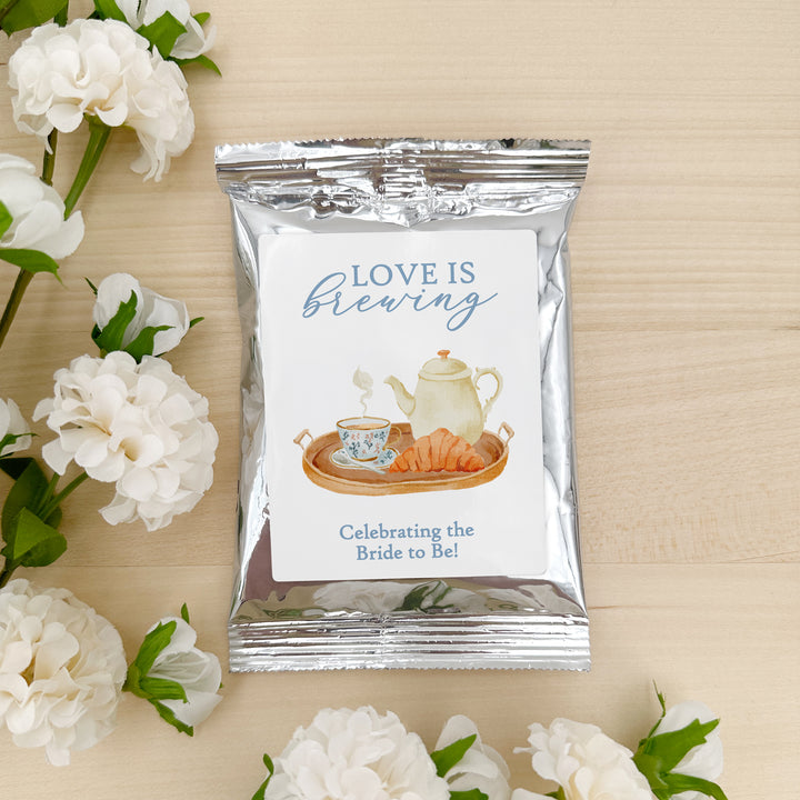 Personalized Coffee Favors, Bridal Shower Gift, Love is Brewing, Bridal Shower Cafe