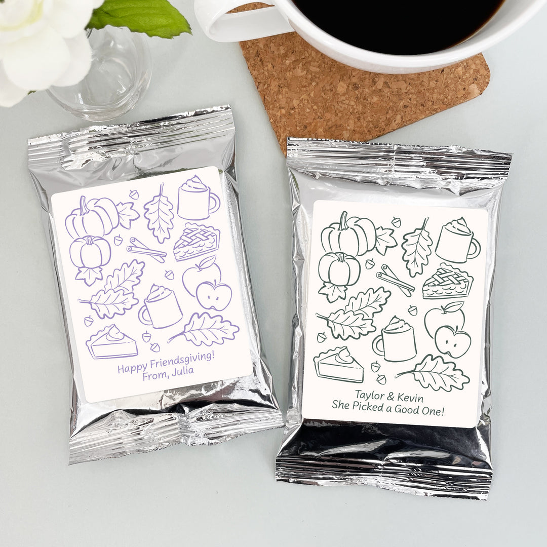 Fall Doodle Coffee Favors, Bridal Showers, Baby Showers, Friendsgiving Favors