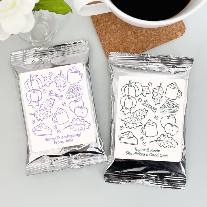 Fall Doodle Coffee Favors, Bridal Showers, Baby Showers, Friendsgiving Favors