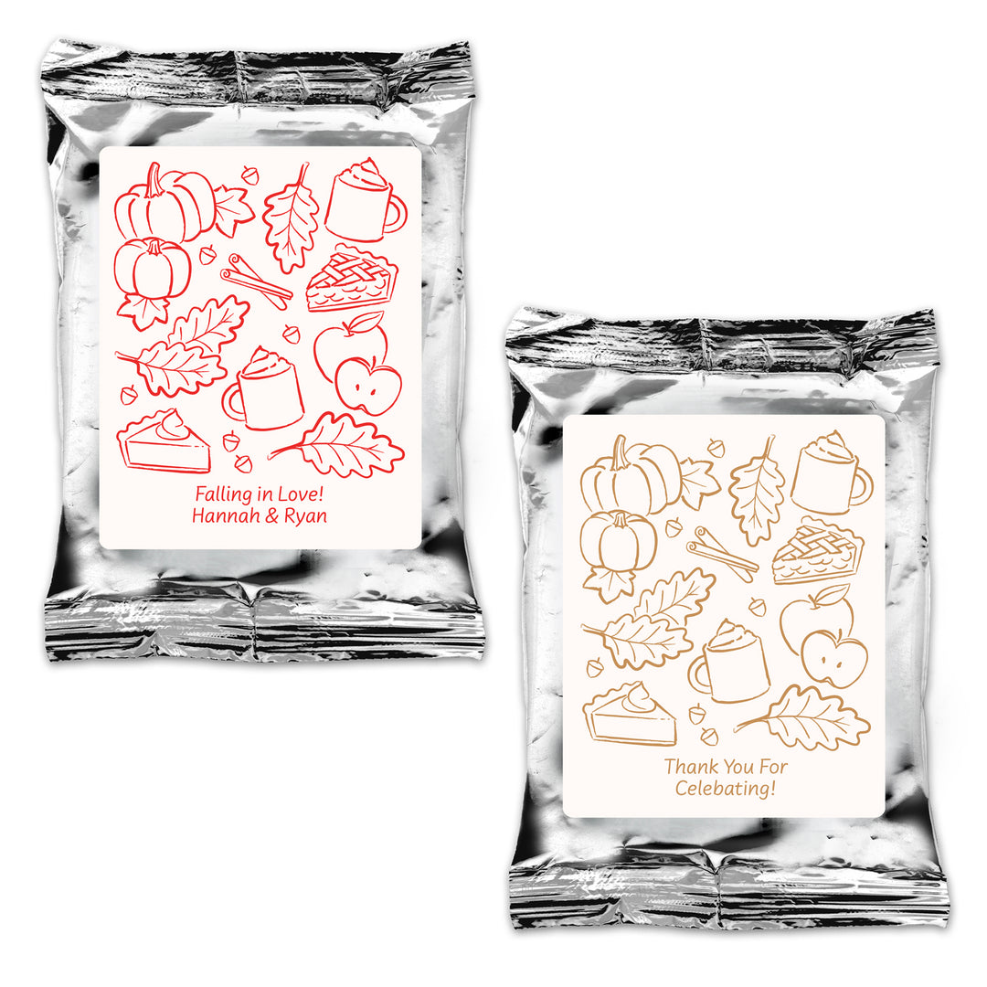 Fall Doodle Coffee Favors, Bridal Showers, Baby Showers, Friendsgiving Favors