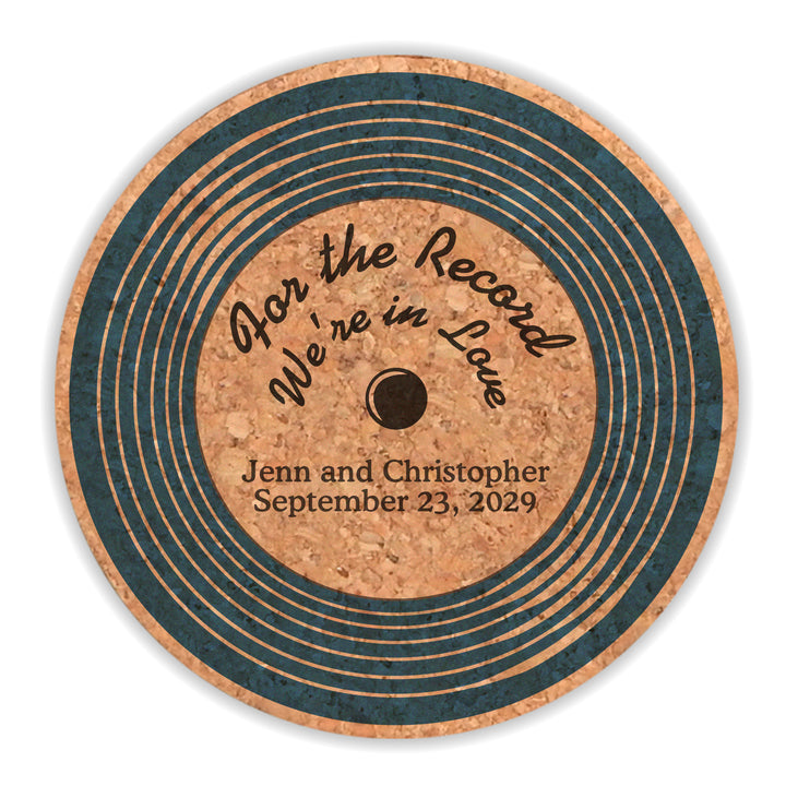 Personalized Vinyl Record Cork Coaster