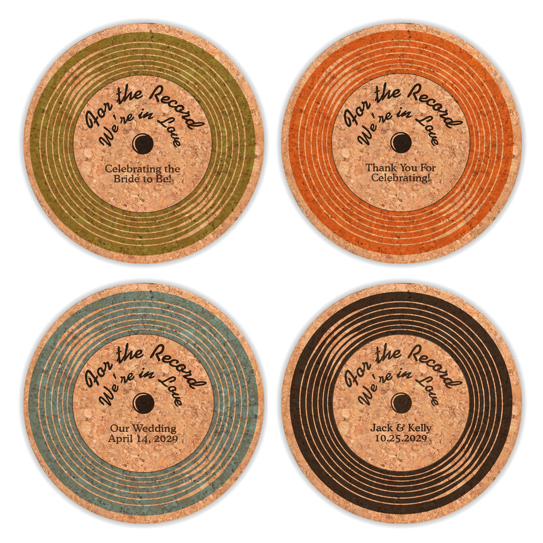 Personalized Vinyl Record Cork Coaster