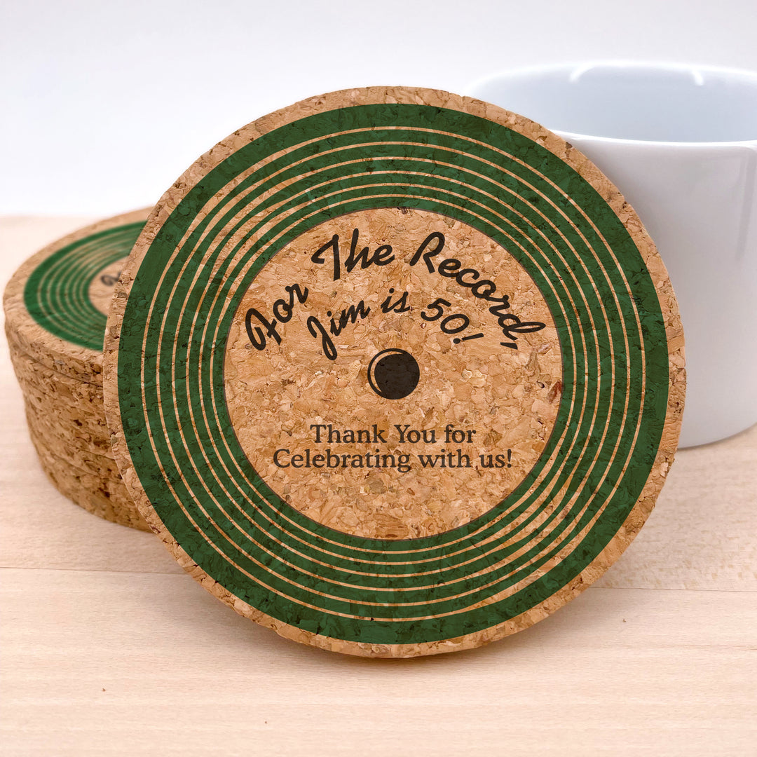 Personalized Vinyl Record Cork Coaster