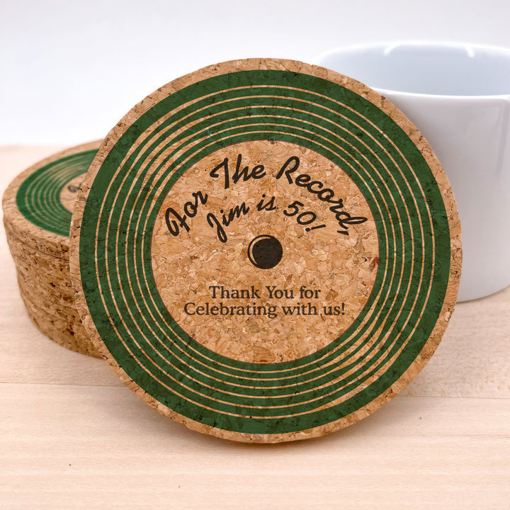 Personalized Vinyl Record Cork Coaster