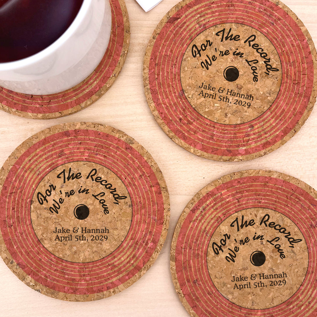 Personalized Vinyl Record Cork Coaster