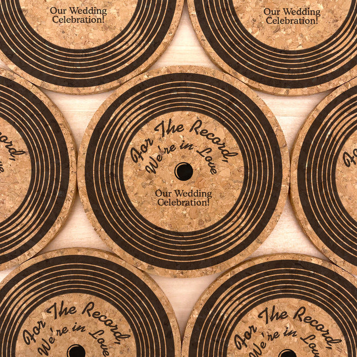 Personalized Vinyl Record Cork Coaster