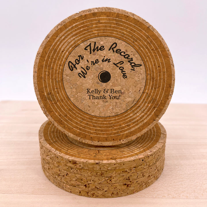 Personalized Vinyl Record Cork Coaster