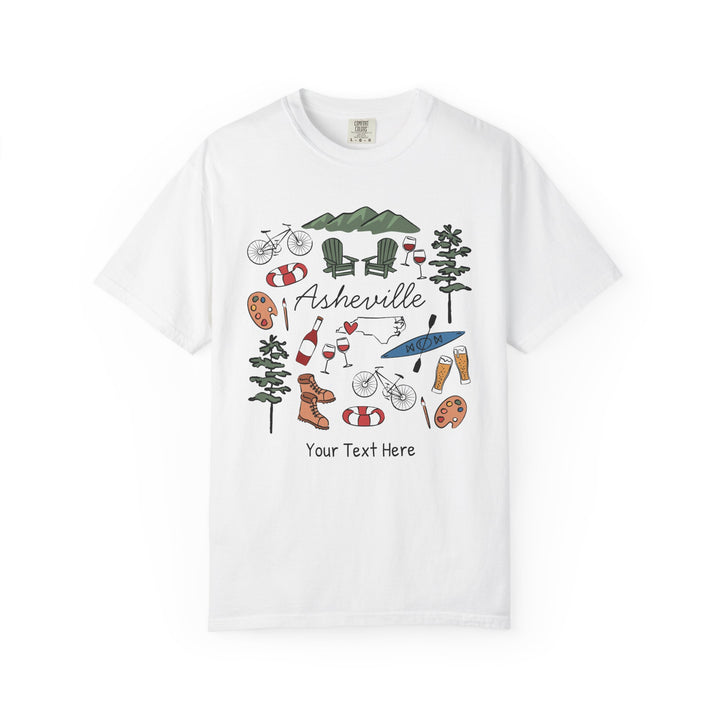 Asheville Bachelorette T-Shirt, Colorful Asheville Doodles, Unisex Comfort Colors® T-Shirt