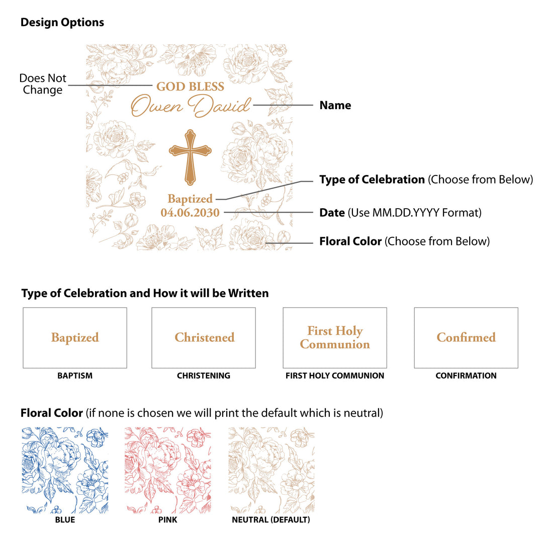 Baptism Tissue Favors, Personalized Pocket Size Packs, First Holy Communion, Confirmation, and Christening Favors