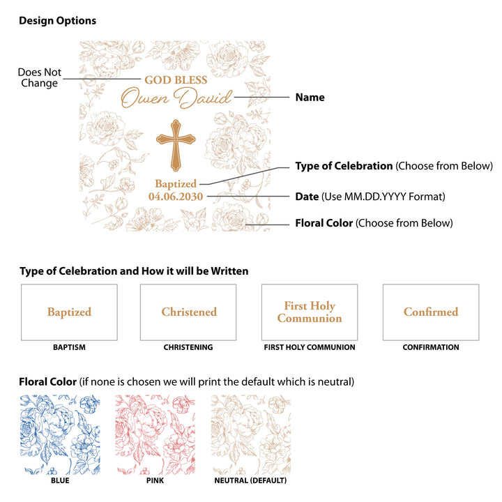 Baptism Tissue Favors, Personalized Pocket Size Packs, First Holy Communion, Confirmation, and Christening Favors