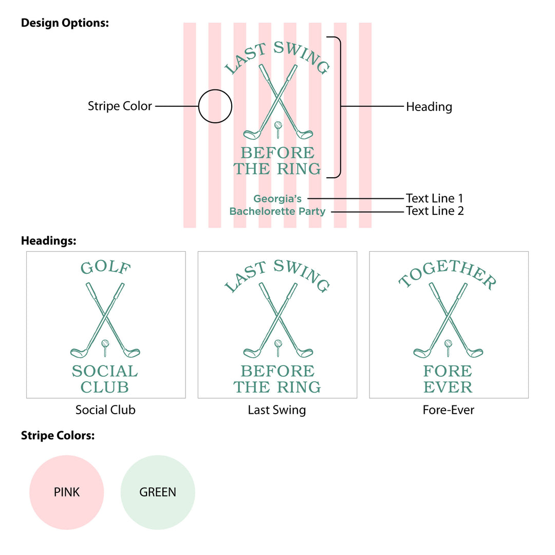 Last Swing Before the Ring, Golf Stripe Matches - Set of 50