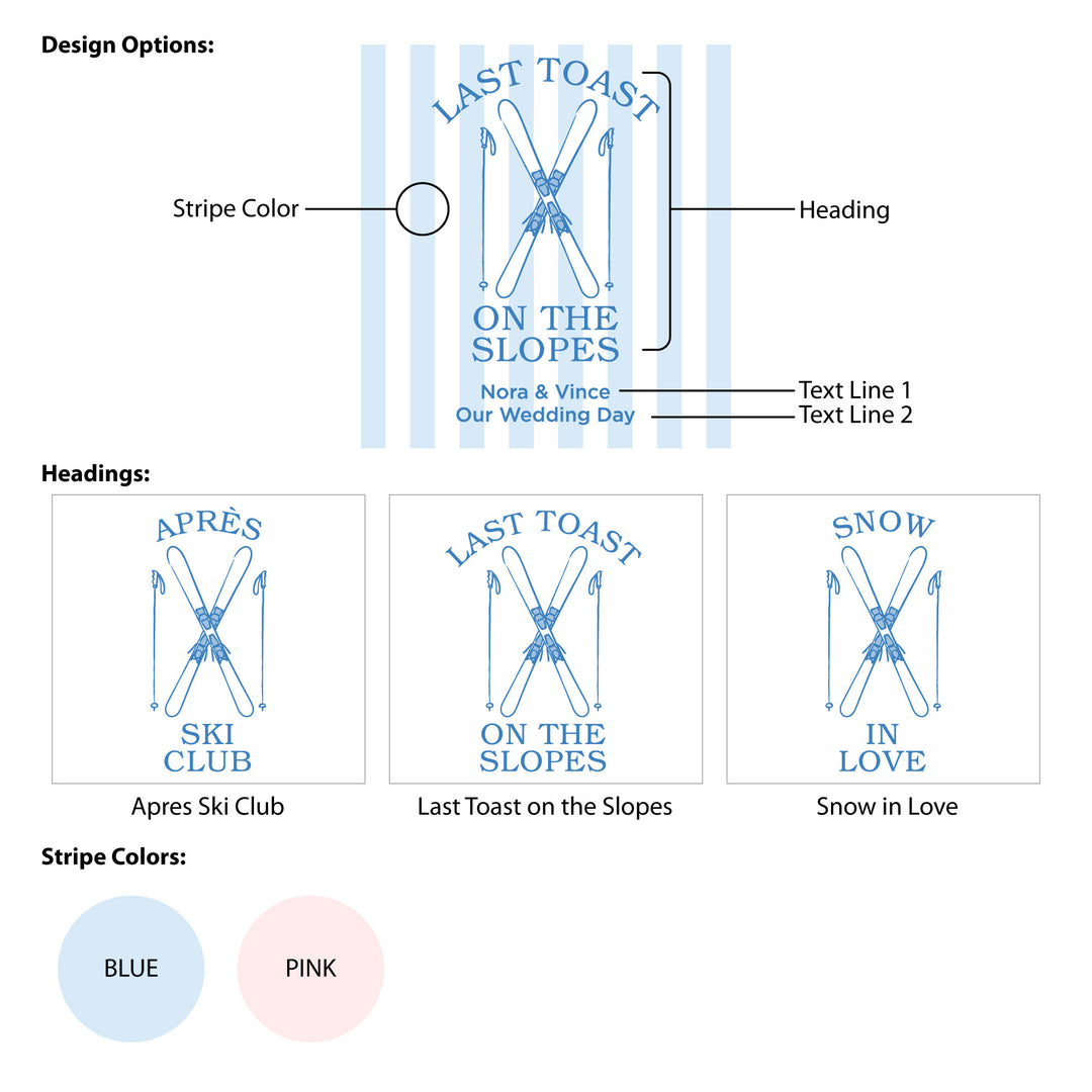 Last Toast on the Slopes, Ski Stripe Matches - Set of 50