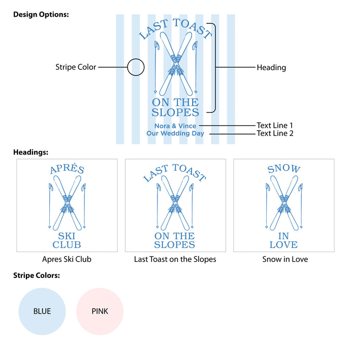 Last Toast on the Slopes, Ski Stripe Matches - Set of 50