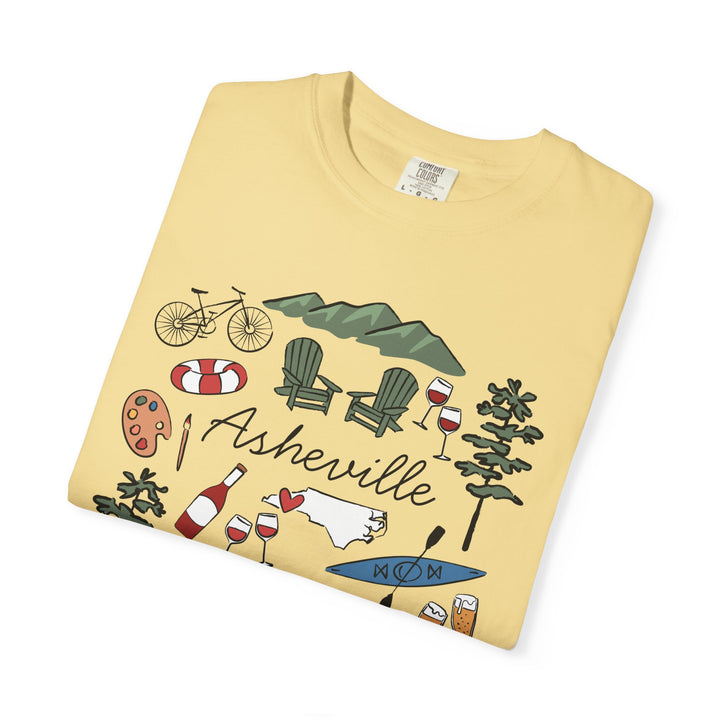 Asheville Bachelorette T-Shirt, Colorful Asheville Doodles, Unisex Comfort Colors® T-Shirt