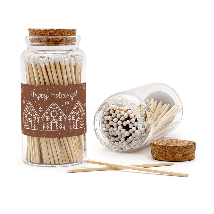 Apothecary Jar Safety Matches, Custom Decorative Matches, Gingerbread Houses