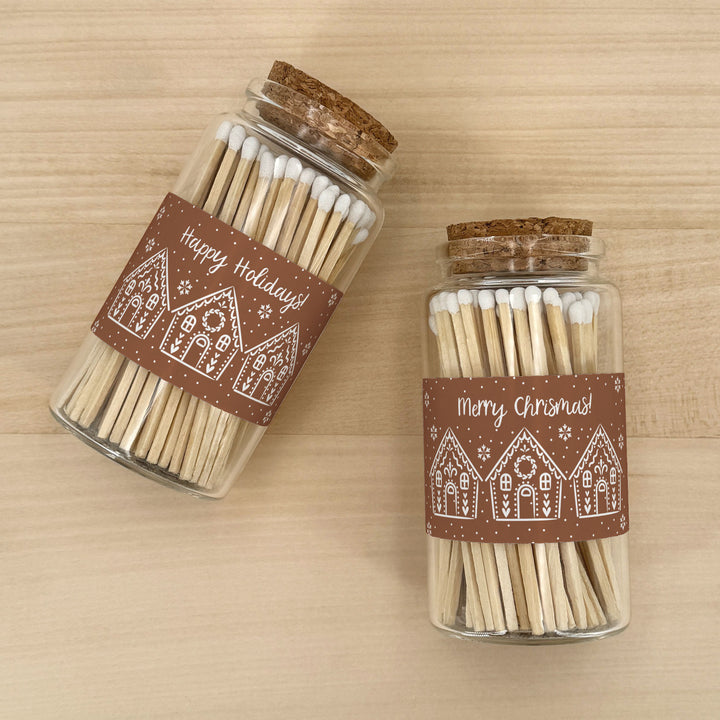 Apothecary Jar Safety Matches, Custom Decorative Matches, Gingerbread Houses