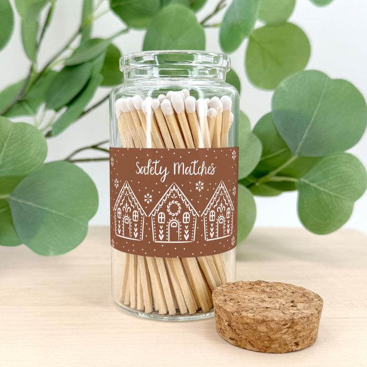 Apothecary Jar Safety Matches, Custom Decorative Matches, Gingerbread Houses