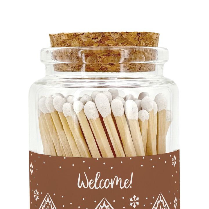 Apothecary Jar Safety Matches, Custom Decorative Matches, Gingerbread Houses