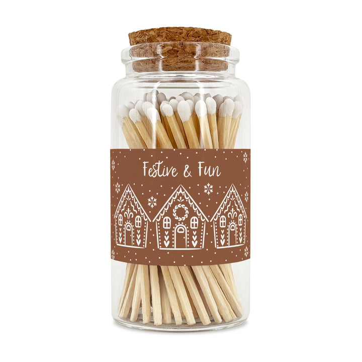 Apothecary Jar Safety Matches, Custom Decorative Matches, Gingerbread Houses