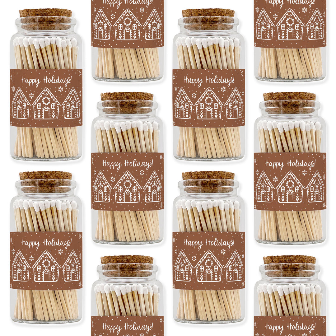 Apothecary Jar Safety Matches, Custom Decorative Matches, Gingerbread Houses