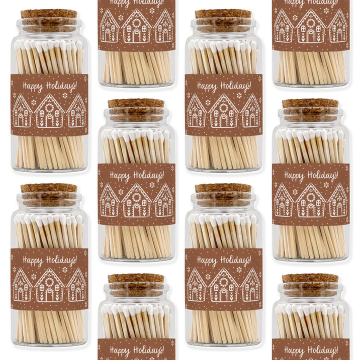 Apothecary Jar Safety Matches, Custom Decorative Matches, Gingerbread Houses