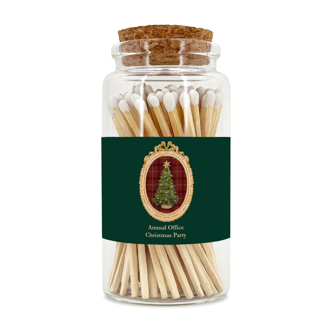 Personalized Christmas Matches, Apothecary Jar, Stocking Stuffer, Gold Frame Christmas Icons Match Jar