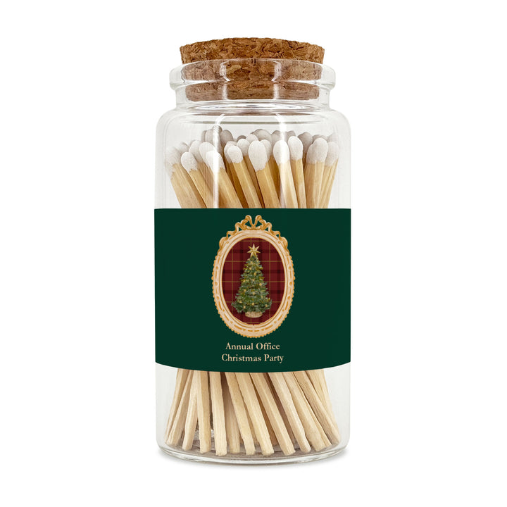Personalized Christmas Matches, Apothecary Jar, Stocking Stuffer, Gold Frame Christmas Icons Match Jar