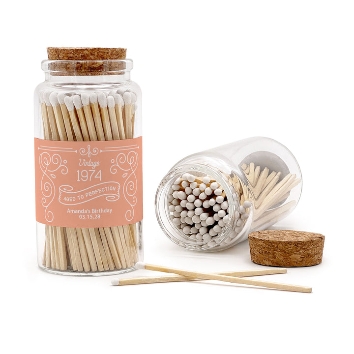 Apothecary Jar Safety Matches, Custom Decorative Matches, Birthday Present Gift, Vintage Aged to Perfection
