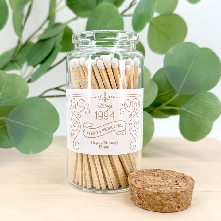 Apothecary Jar Safety Matches, Custom Decorative Matches, Birthday Present Gift, Vintage Aged to Perfection