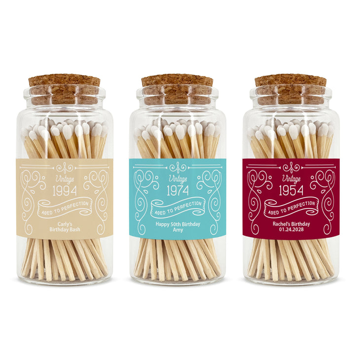 Apothecary Jar Safety Matches, Custom Decorative Matches, Birthday Present Gift, Vintage Aged to Perfection