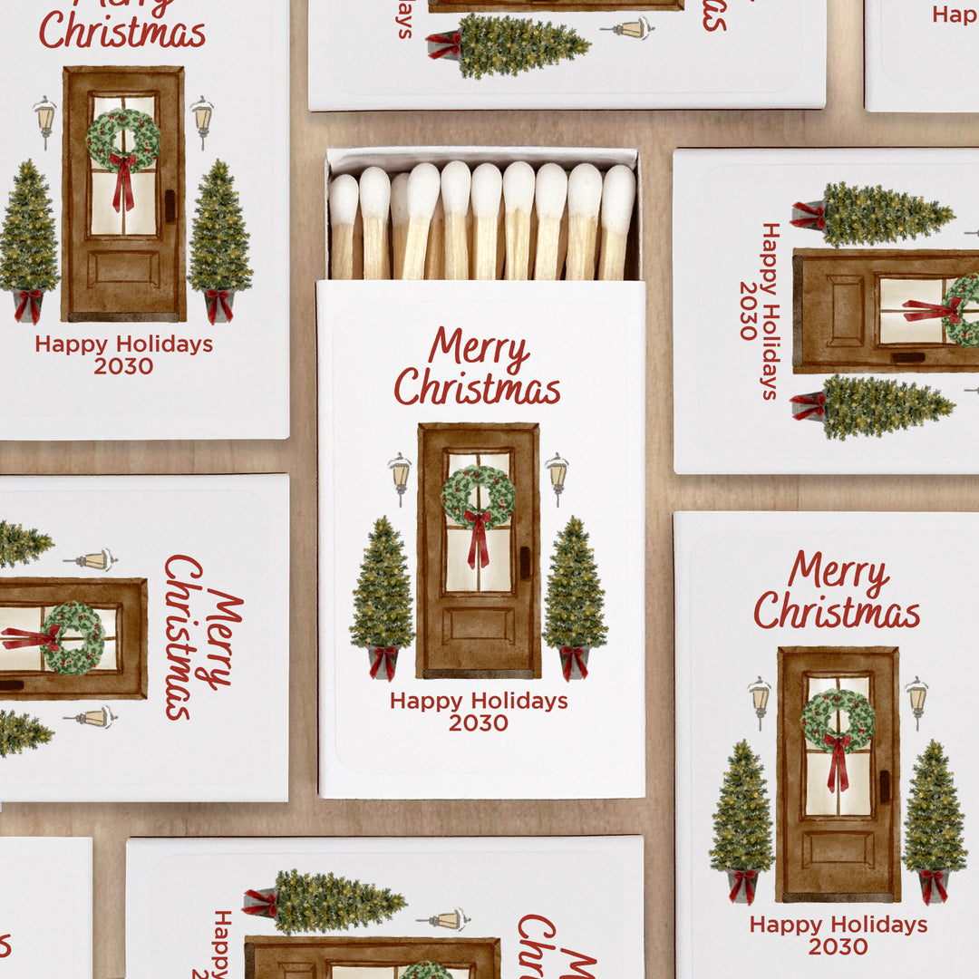 First Christmas in our New Home Matchboxes, Personalized Holiday Party Favors - Set of 50