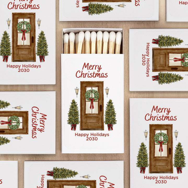 First Christmas in our New Home Matchboxes, Personalized Holiday Party Favors - Set of 50