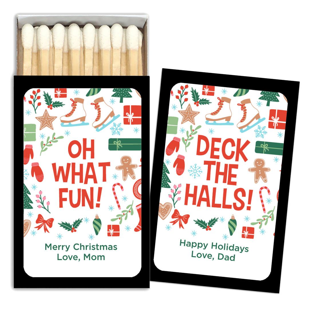 Personalized Christmas Matches, Christmas Pattern - Set of 50