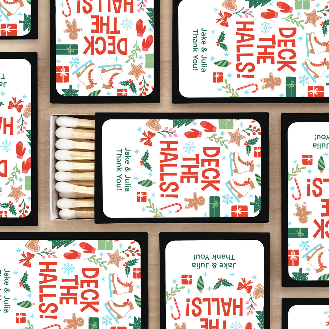 Personalized Christmas Matches, Christmas Pattern - Set of 50